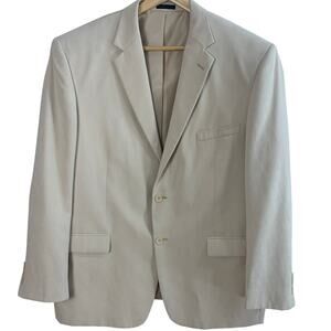 Andrew Fezza Size 50L Men's Sport Coat Blazer Jacket Beige Microsuede  Career
